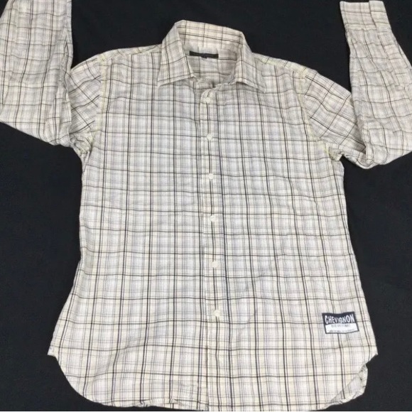 Chevignon Women Beige Plaid Long Sleeve Button Up Shirt Size M - Picture 6 of 9